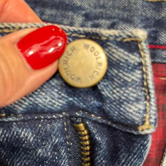 Woolrich Red Flannel Lined BLUE JEANS 36/34 MENS Denim Relaxed Fit Outdoor WORK - Picture 9 of 16